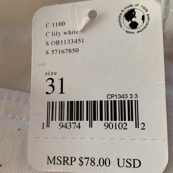 Free People Montana Lily White Denim Skinny Jeans Women’s Classic NWT Size 31 - Picture 10 of 10